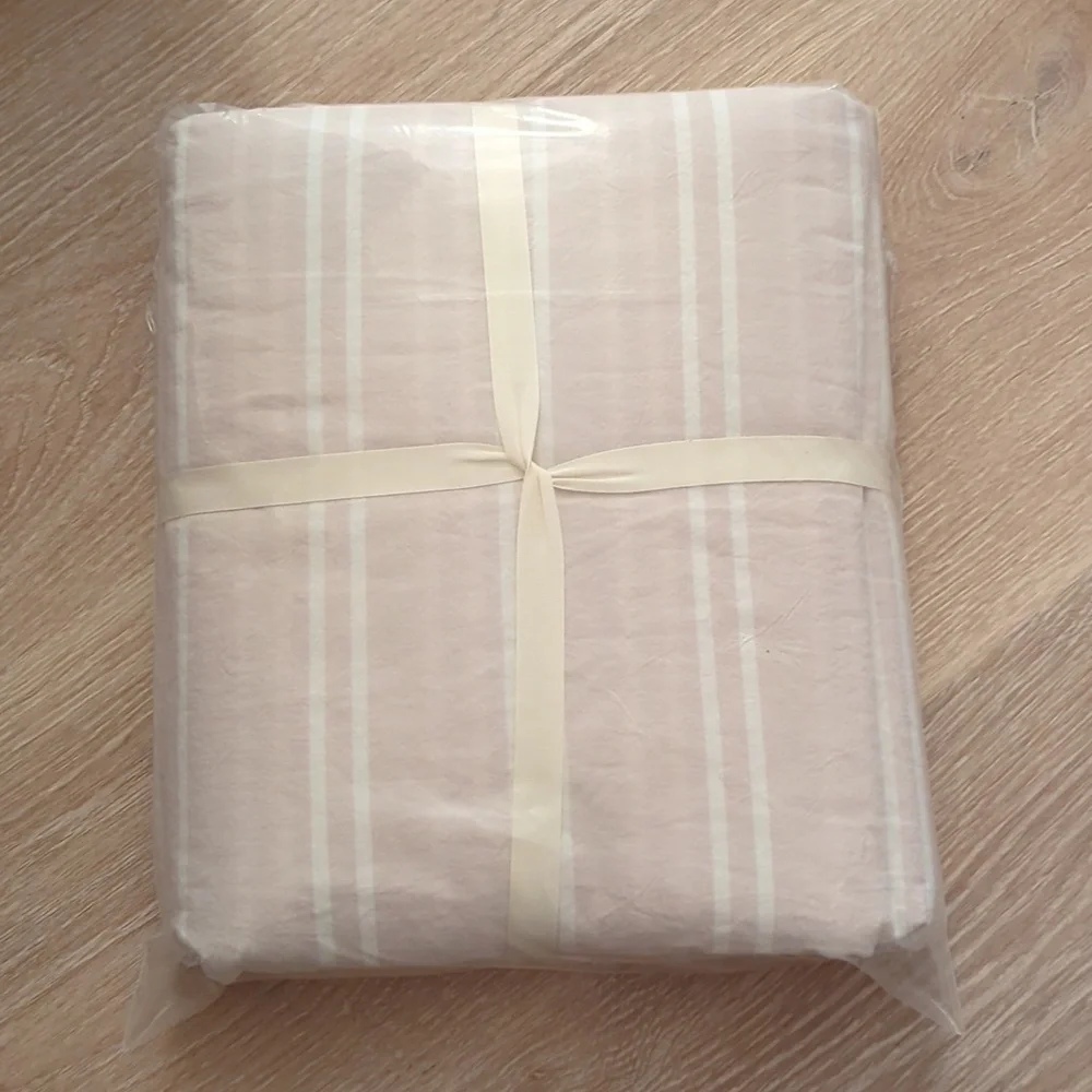 Duvet Cover Full Size Pink White Striped Duvet Cover Set Washed Cotton New